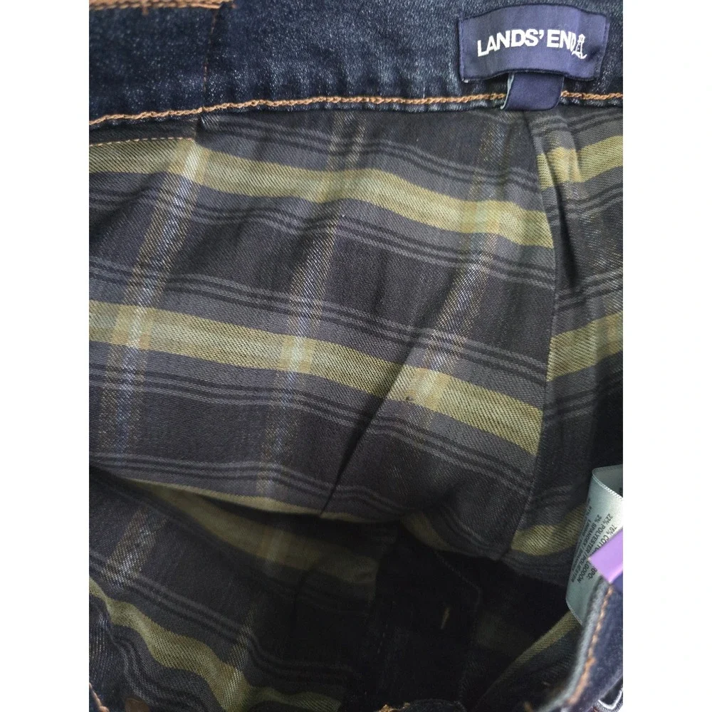 Lands End Mens Flannel Lined Straight Leg Jeans Dark Wash Indigo 30x30 1799238